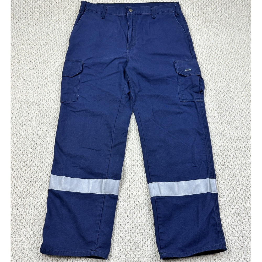 Tyndale Pant Men 38x32 Navy Cargo Twill K215T Flame Resistant FR High Visibility